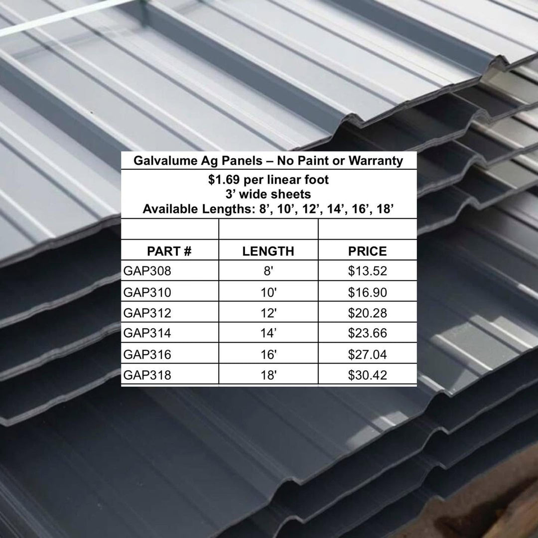 Galvalume AG Sheet Metal Panels - 29 Gauge