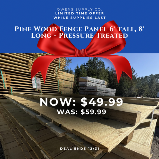 Pine Wood Fence Panel 6' tall, 8' Long - Pressure Treated