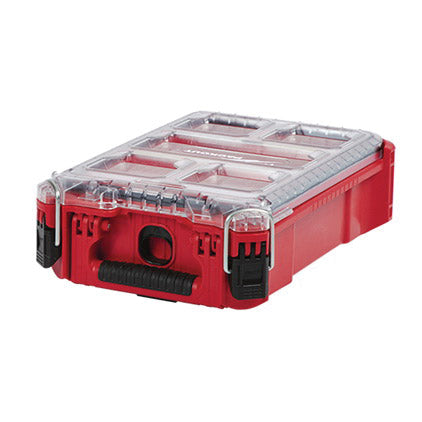 Milwaukee Organizer, 75 lb Capacity, 9.72 in L, 15.24 in W, 4.61 in H, 5-Compartment, Plastic, Red