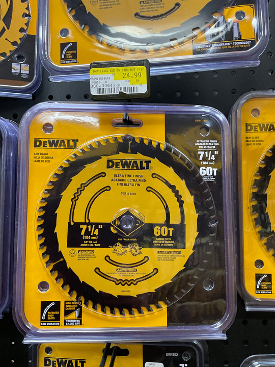 DEWALT DWA171460 Circular Saw Blade, 7-1/4 in Dia, 5/8 in Arbor, 60-Teeth, Tungsten Carbide Cutting Edge