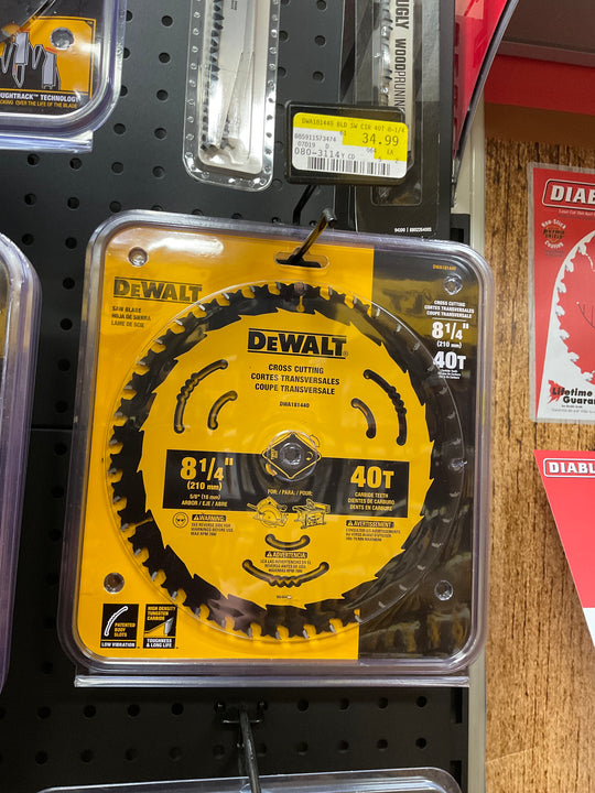 DEWALT Circular Saw Blade, 8-1/4 in Dia, 5/8 in Arbor, 40-Teeth, Applicable Materials: Wood