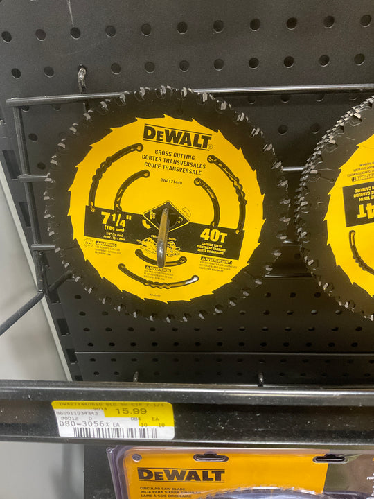 DEWALT DWA171440B10 Circular Saw Blade, 7-1/4 in Dia, 5/8 in Arbor, 40-Teeth, Tungsten Carbide Cutting Edge