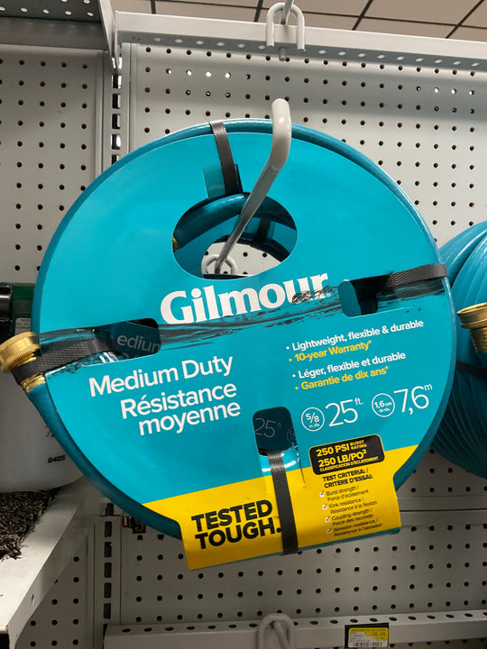 Gilmour 816251-1001 Medium-Duty Hose, 5/8 in, 25 ft L, Coupling, Vinyl, Blue