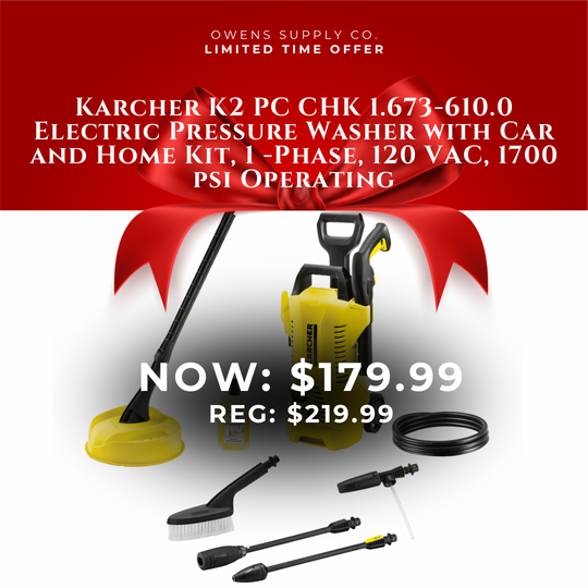 Karcher K2 PC CHK 1.673-610.0 Electric Pressure Washer with Car and Home Kit, 1 -Phase, 120 VAC, 1700 psi Operating