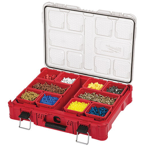 Milwaukee 48-22-8430 Organizer, 75 lb Capacity, 19.76 in L, 15 in W, 4.61 in H, 10-Compartment, Plastic, Red