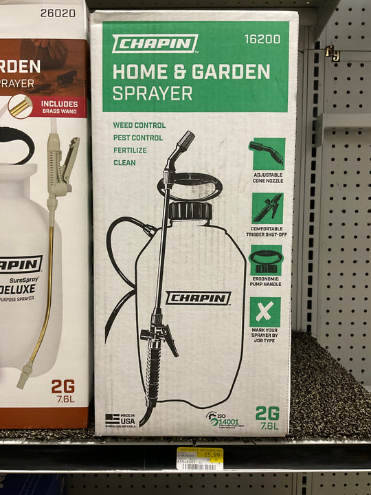 CHAPIN 16200 Home and Garden Sprayer, 2 gal Tank, Poly Tank, 34 in L Hose