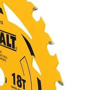 DEWALT Circular Saw Blade, 6-1/2 in Dia, 5/8 in Arbor, 18-Teeth