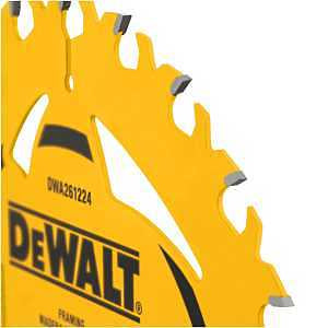 DEWALT DWA1612CMB Circular Saw Blade, 6-1/2 in Dia, 5/8 in Arbor, 24-Teeth, Tungsten Carbide Cutting Edge