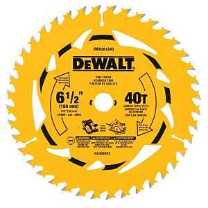 DEWALT DWA161240 Circular Saw Blade, 6-1/2 in Dia, 5/8 in Arbor, 40-Teeth