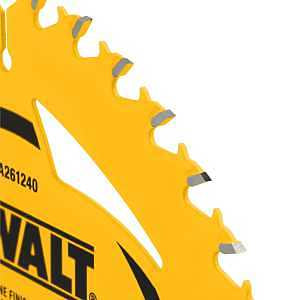 DEWALT DWA161240 Circular Saw Blade, 6-1/2 in Dia, 5/8 in Arbor, 40-Teeth