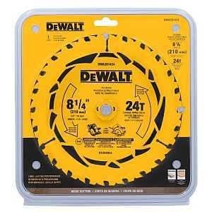 DEWALT DWA181424 Circular Saw Blade, 8-1/4 in Dia, 5/8 in Arbor, 24-Teeth, Tungsten Carbide Cutting Edge