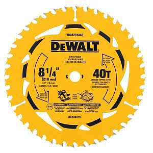 DEWALT Circular Saw Blade, 8-1/4 in Dia, 5/8 in Arbor, 40-Teeth, Applicable Materials: Wood