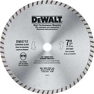 DEWALT Circular Blade, 7 in Dia, 7/8 in Arbor, Diamond Cutting Edge