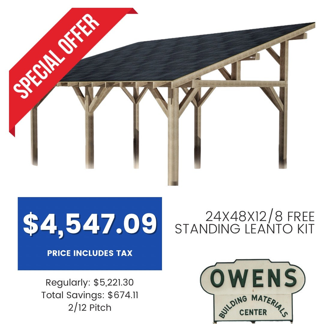 20x48x12/8 Free Standing Leanto Barn Kit (Overstock Sale)