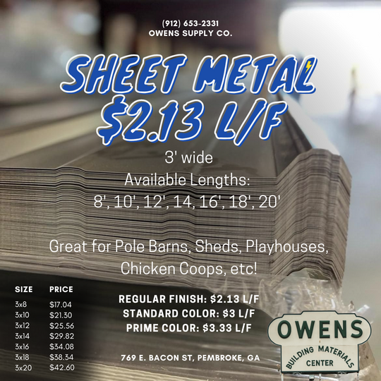 Galvalume Sheet Metal $2.13 per L/F